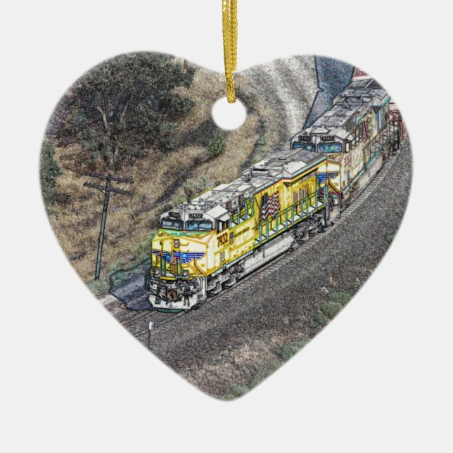 Train on the Tehachapi Loop Ceramic Tree Decoration (Front)
