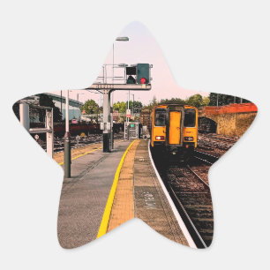 Train on the tracks star sticker
