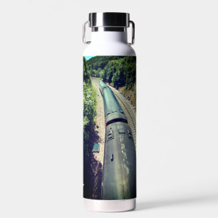 Train on the tracks  water bottle