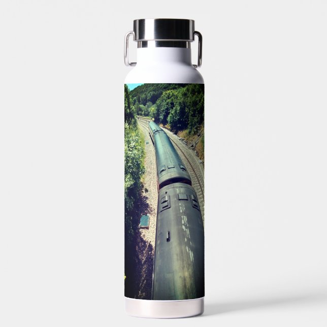 Train on the tracks  water bottle (Front)