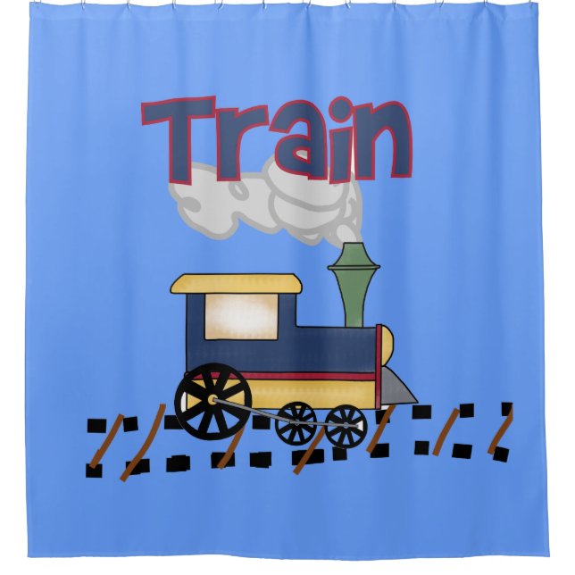 Train on Track Kids Transportation Locomotive Shower Curtain (Front)
