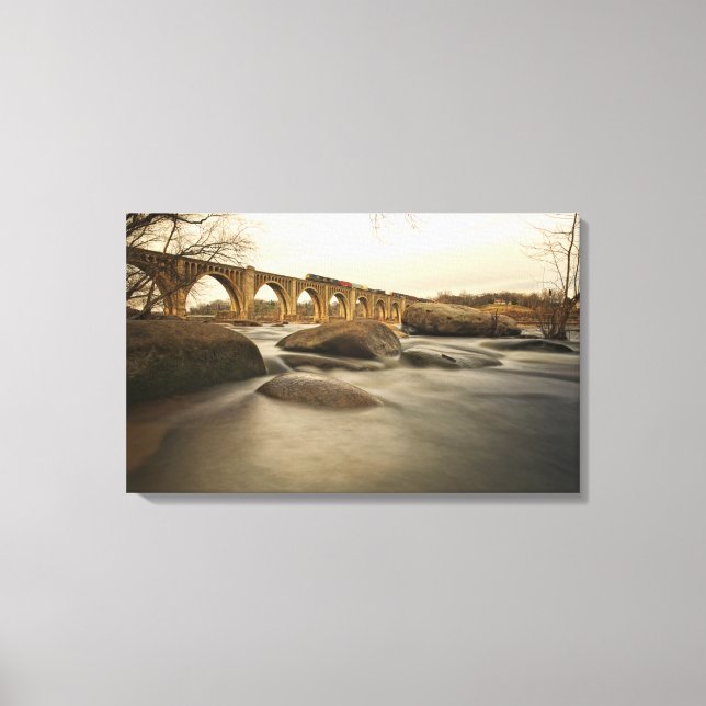 Train over James River Canvas Print (Front)