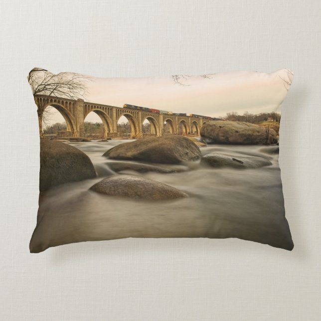 Train over James River Decorative Cushion (Front)