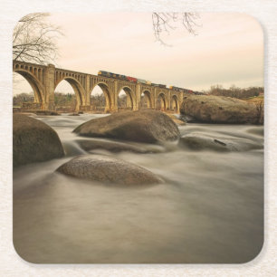 Train over James River Square Paper Coaster