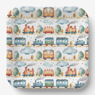 Train  paper plate