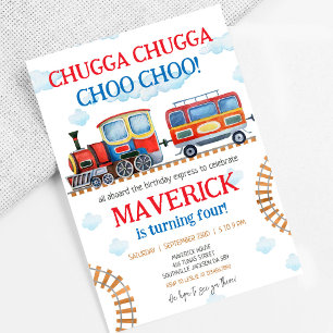 Train Party Kids Boy Birthday Invitation