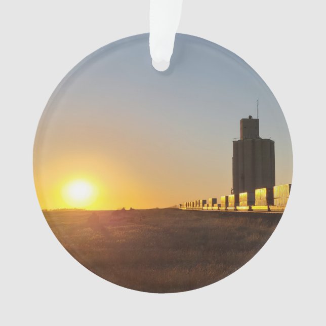 Train Passing a Grain Elevator Ornament (Front)