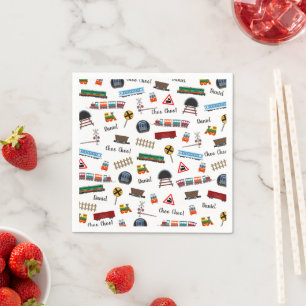Train Pattern Boy Name Choo Choo Kids Birthday Napkin