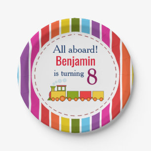 Train Personalised Any Age Birthday Paper Plate