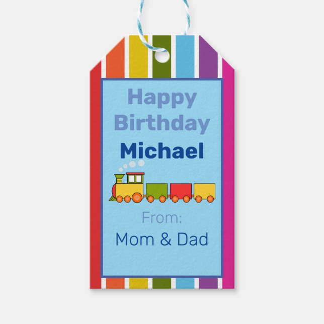 Train Personalised Birthday Gift Tags (Front)
