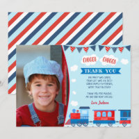 Train Photo Birthday Thank You Cards