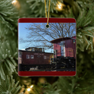 Train Photo Ceramic Ornament