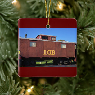 Train Photo Ceramic Ornament