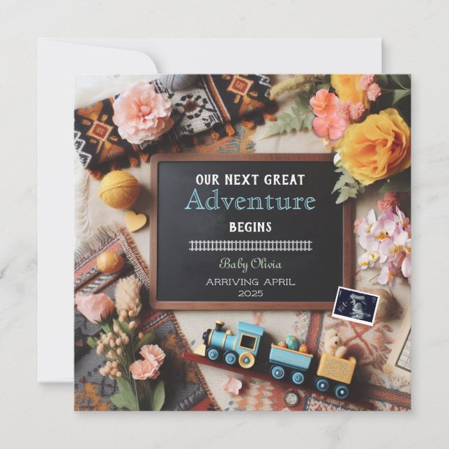 Train Pregnancy Announcement, Gender Neutral Announcement (Front)