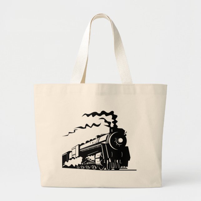 Train Print Large Tote Bag (Front)