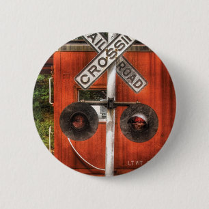 Train - RailRoad Crossing 6 Cm Round Badge