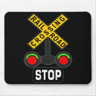 Train Railroad Crossing Lights Funny Traffic Signs Mouse Mat