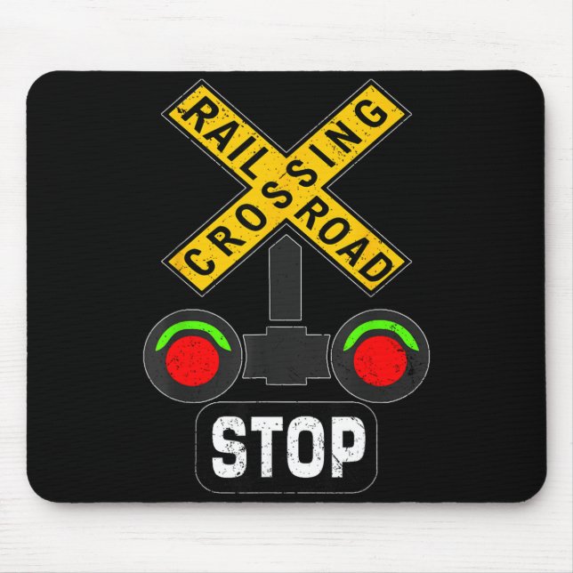 Train Railroad Crossing Lights Funny Traffic Signs Mouse Mat (Front)