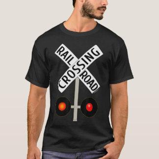 Train Railroad Crossing with Lights road sign T-Shirt