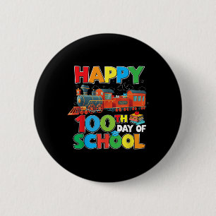 Train Railroad Happy 100th Day Of School Kids Boys 6 Cm Round Badge