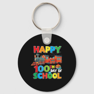 Train Railroad Happy 100th Day Of School Kids Boys Key Ring