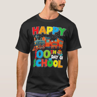 Train Railroad Happy 100th Day Of School Kids Boys T-Shirt