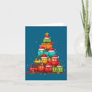 Train Railroad Locomotive Christmas Tree Xmas Hat Card
