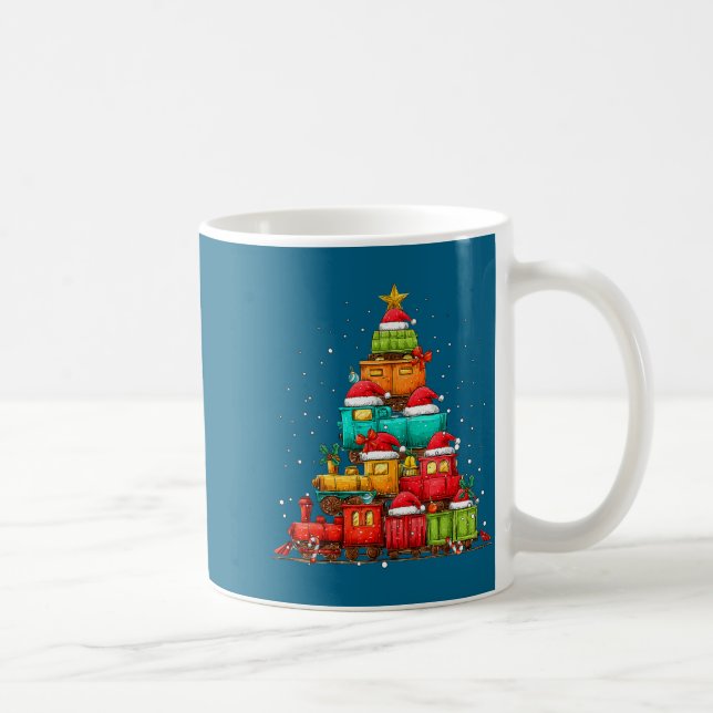 Train Railroad Locomotive Christmas Tree Xmas Hat  Coffee Mug (Right)