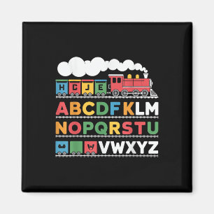 Train Railroad Lover Abc Alphabet A-z Abcs Kinderg Magnet