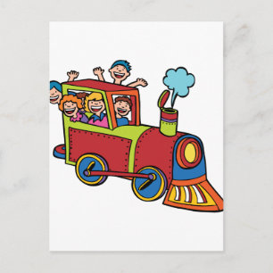 Train Riders Cartoon Postcard