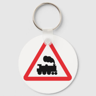 Train Road Sign Keychain