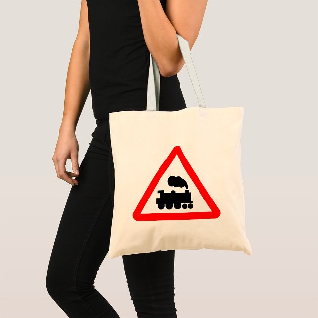 Train Road Sign Tote Bag (Creator Uploaded)