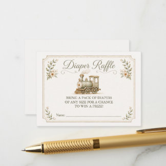 Train Safari Baby Sprinkle Diaper Raffle Card 