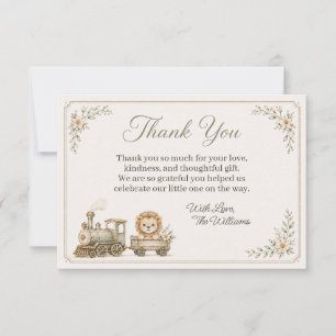 Train Safari Baby Sprinkle Thank You Card