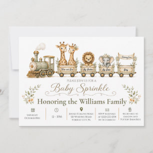 Train Safari Two Siblings Baby Sprinkle Invite