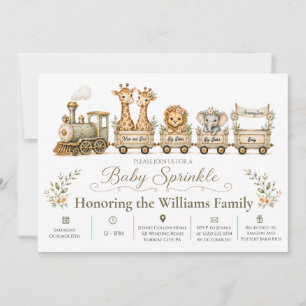 Train Safari Two Siblings Baby Sprinkle Invite