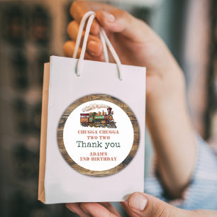 Train Second 2nd Birthday Party Chugga Chugga Two  Classic Round Sticker