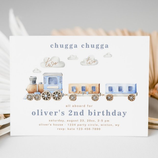 Train Second Birthday Invitation | Train Birthday (Creator Uploaded)