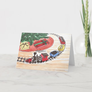 Train Set around the Christmas Tree Card
