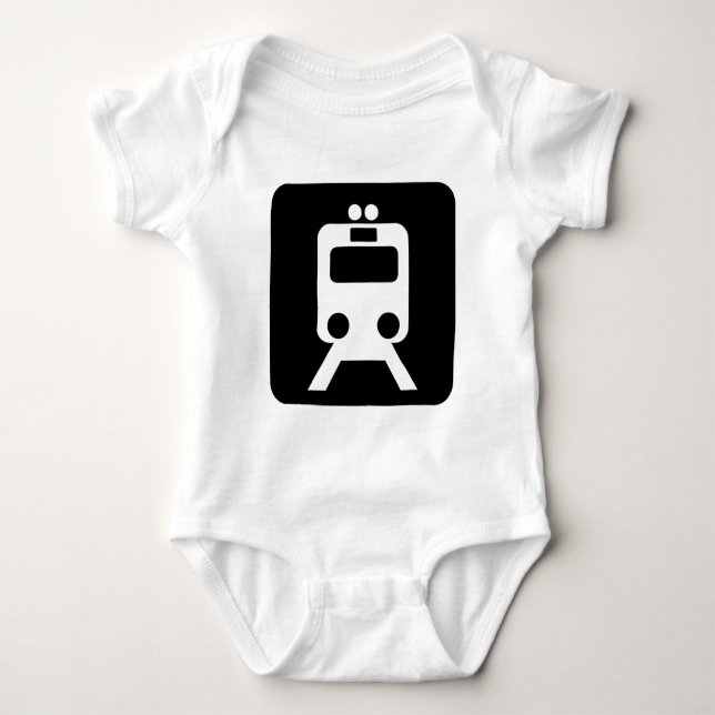 Train Sign - Black Baby Bodysuit (Front)