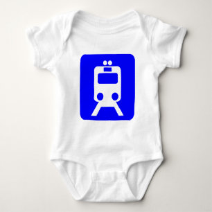 Train Sign - Blue Baby Bodysuit