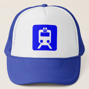 Train Sign - Blue Trucker Hat
