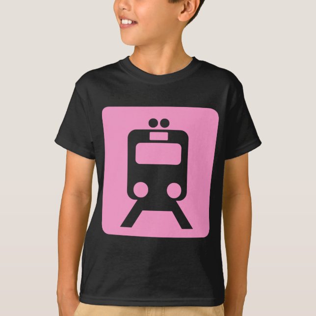 Train Sign - Pink T-Shirt (Front)