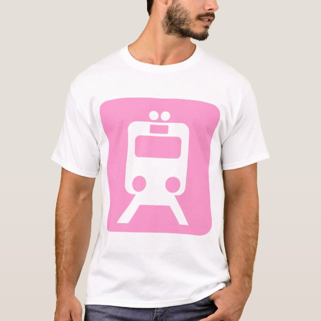 Train Sign - Pink T-Shirt (Front)