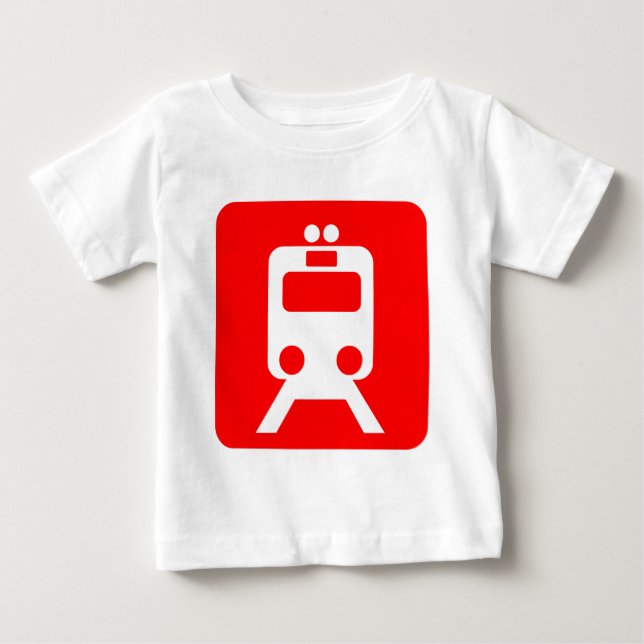 Train Sign - Red Baby T-Shirt (Front)