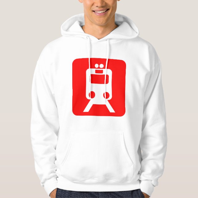 Train Sign - Red Hoodie (Front)