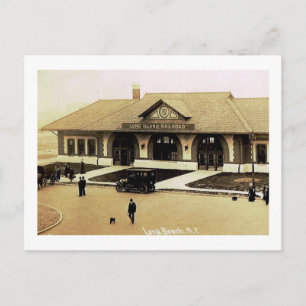 Train Station, Long Beach, Long Island, NY Vintage Postcard