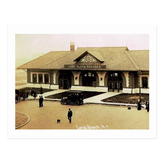 Train Station, Long Beach, Long Island, NY Vintage Postcard