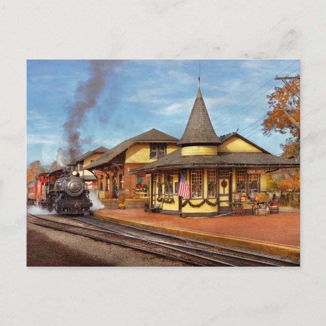Train Station - New Hope Steam Railway Postcard (Front)