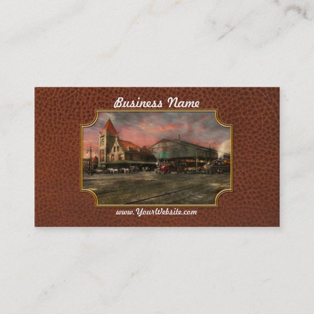 Train Station - NY Central Railroad depot 1905 Business Card (Front)